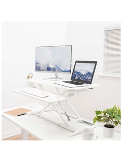 Hihonor Standing Desk Height Adjustable - Sit to Stand Up Desk Converter Gas Spring Riser with Keyboard Tray and Mounting Hole For Monitor Stand LIFT Workstation Desktop (White)  - Image 4