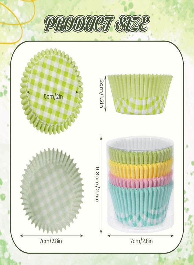 Glavatrix Plaid Cupcake Liners 100PCS Spring Checkered Muffin Liners Standard Baking Cups Cupcake Wrappers for Easter Summer Baby Shower Birthday Tea Party Cake Decorations - Image 4