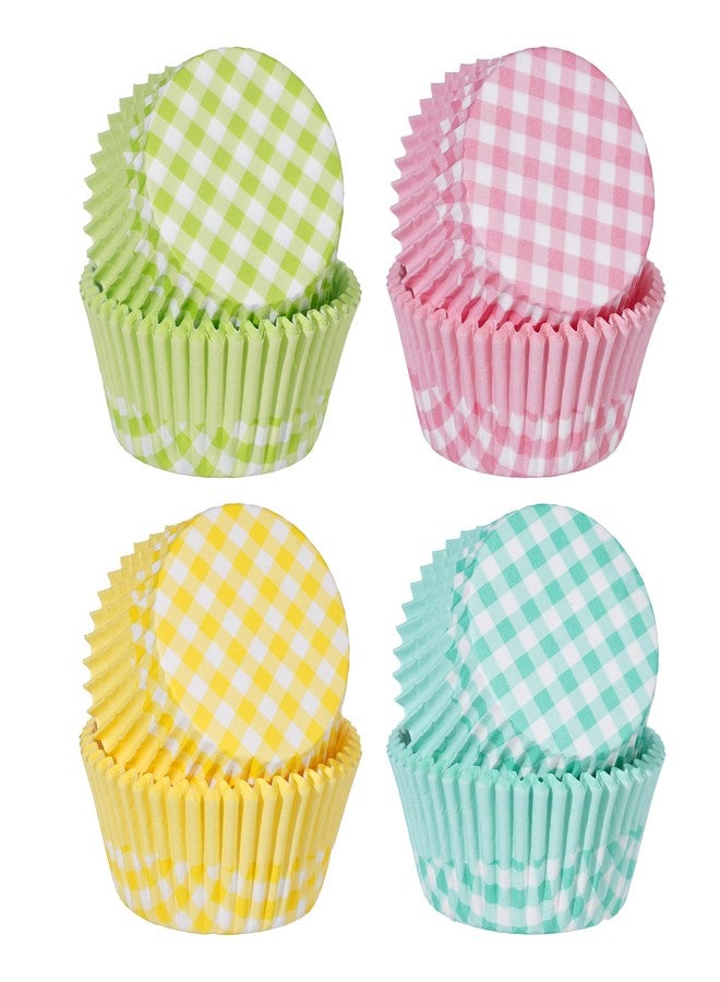 Glavatrix Plaid Cupcake Liners 100PCS Spring Checkered Muffin Liners Standard Baking Cups Cupcake Wrappers for Easter Summer Baby Shower Birthday Tea Party Cake Decorations - Image 1
