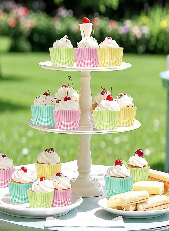 Glavatrix Plaid Cupcake Liners 100PCS Spring Checkered Muffin Liners Standard Baking Cups Cupcake Wrappers for Easter Summer Baby Shower Birthday Tea Party Cake Decorations - Image 3
