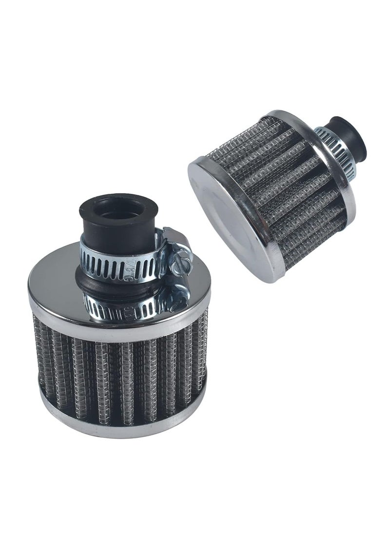 ROYAL - AICARS 12mm Cold Air Intake Filter for Motorcycle Turbo Vent Breather Air Intake - 2Pcs (DYT-0416) (Silver) - Image 1