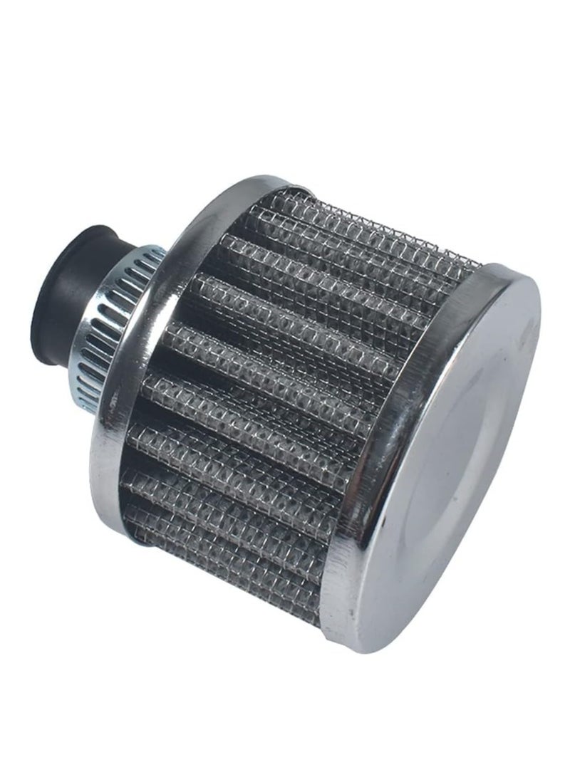 ROYAL - AICARS 12mm Cold Air Intake Filter for Motorcycle Turbo Vent Breather Air Intake - 2Pcs (DYT-0416) (Silver) - Image 4