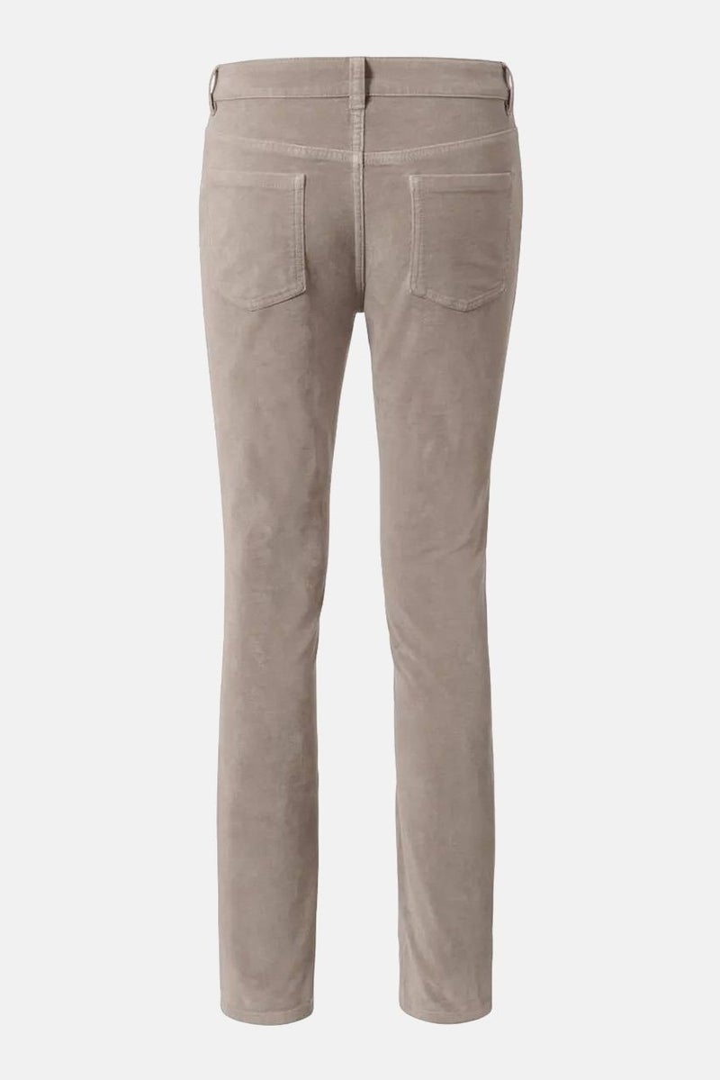 Tchibo Women Slim Fit Textured Woven Stretchable Pants, Taupe - Image 2