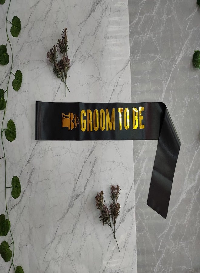 Hubops وشاح العروس ووشاح العريس باللونين الأسود والذهبي من هوبوبس لتزيين الحفلات (أسود) - Image 5