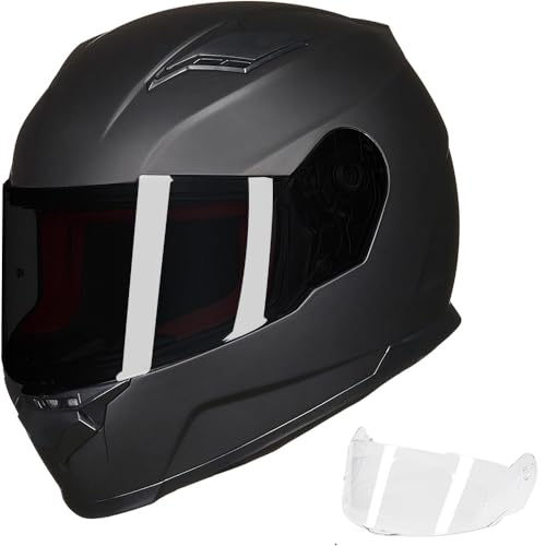 ILM Full Face Snowmobile Motorcycle Helmets for Men Womens Dual Sport Pinlock Anti Fog for Adults DOT Model 817 (Matte Black, M) - Image 1