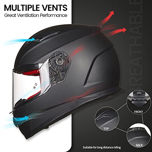ILM Full Face Snowmobile Motorcycle Helmets for Men Womens Dual Sport Pinlock Anti Fog for Adults DOT Model 817 (Matte Black, M) - Image 5