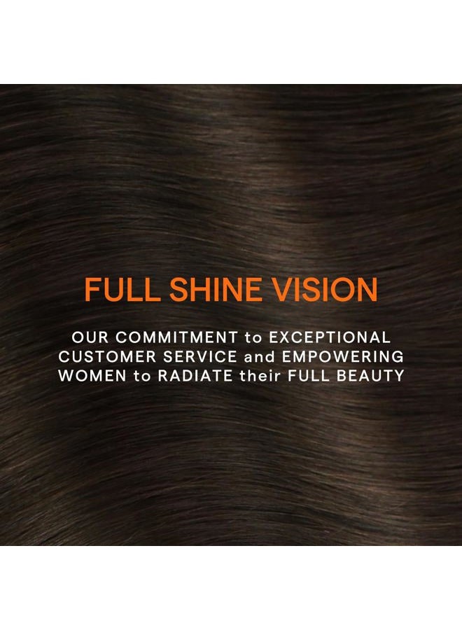 Full Shine إضافات شعر بنية طويلة قابلة للتثبيت بشري 22 بوصة شعر حقيقي مستقيم بني داكن للنساء 7 قطع - Image 5