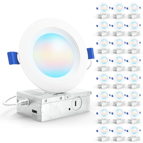 Sunco Lighting Sunco 24 Pack 4 Inch LED Recessed Light, Ceiling Canless Recessed Lights, Baffle Trim, 850 LM, 10W, Selectable CCT 2700K/3000K/4000K/5000K/6000K, Dimmable with Junction Box - Image 1