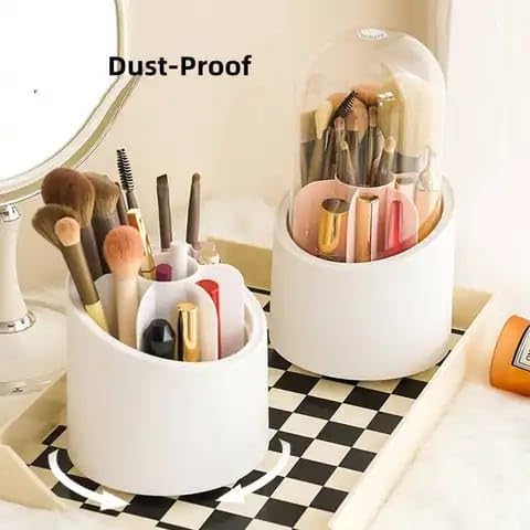 PURCHASE PLUSE Makeup Brush Holders with lid Makeup Brush Stand Bathroom Acessories Stand Brush Stand Brush Container 360 Degree Rorating Brush Holder Pen Storage Box Dressing Table Brush Stand 1 pcs  - Image 3