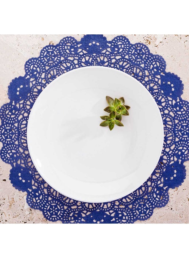 Restaurantware Pastry Tek 12 x 12 Inch Lace Doilies, 100 Decorative Tableware Placemats - Disposable, Round, Navy Blue Paper Table Doilies, For Birthdays, Or Weddings, Table Decor - Image 3