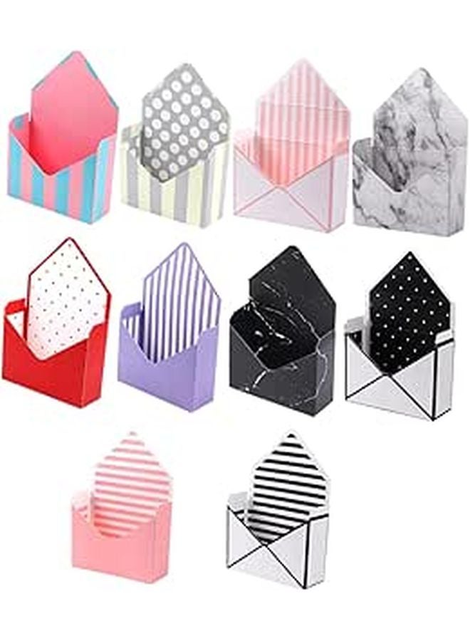 Envelope Shape Flower Box Set 10pcs Floral Wrapping Paper Packaging Basket Folding Design - Image 1