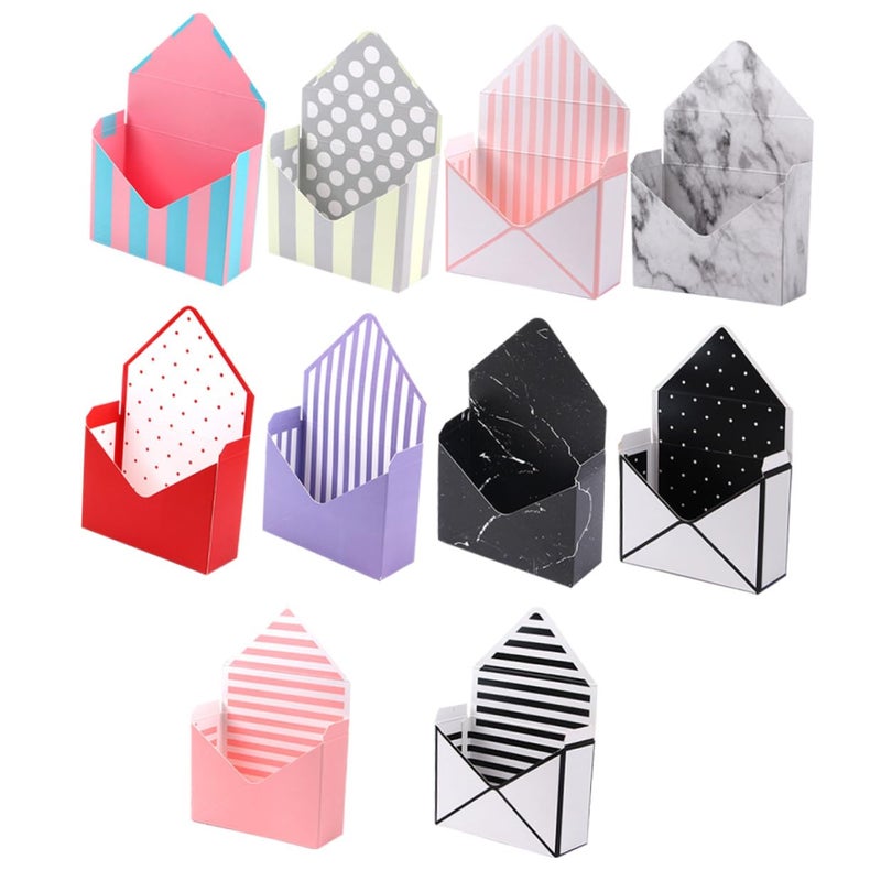 Envelope Shape Flower Box Set 10pcs Floral Wrapping Paper Packaging Basket Folding Design - Image 2