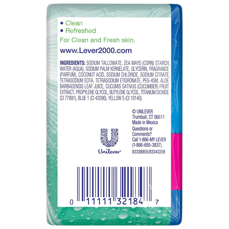 Lever 2000 Refreshing Body Soap and Facial Cleanser With Aloe & Cucumber Effectively Washes Away Bacteria, Fresh Aloe, 3.75 Ounce (Pack of 8) - Image 3