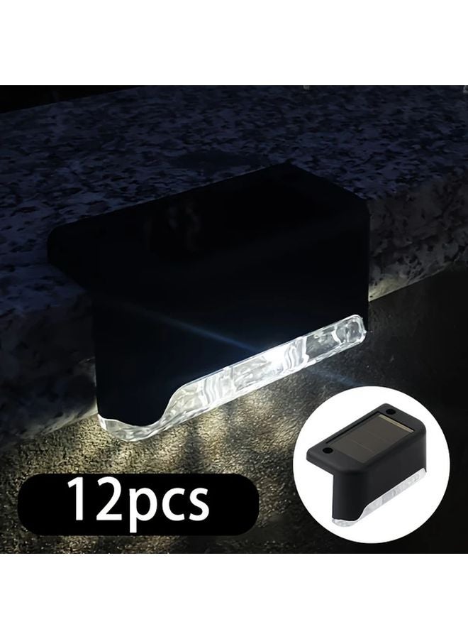 12 قطعة أضضاء الشرفة الشمسية البيضاء للحدائق الخارجية، للدرج والأسيجة والممرات - Image 1