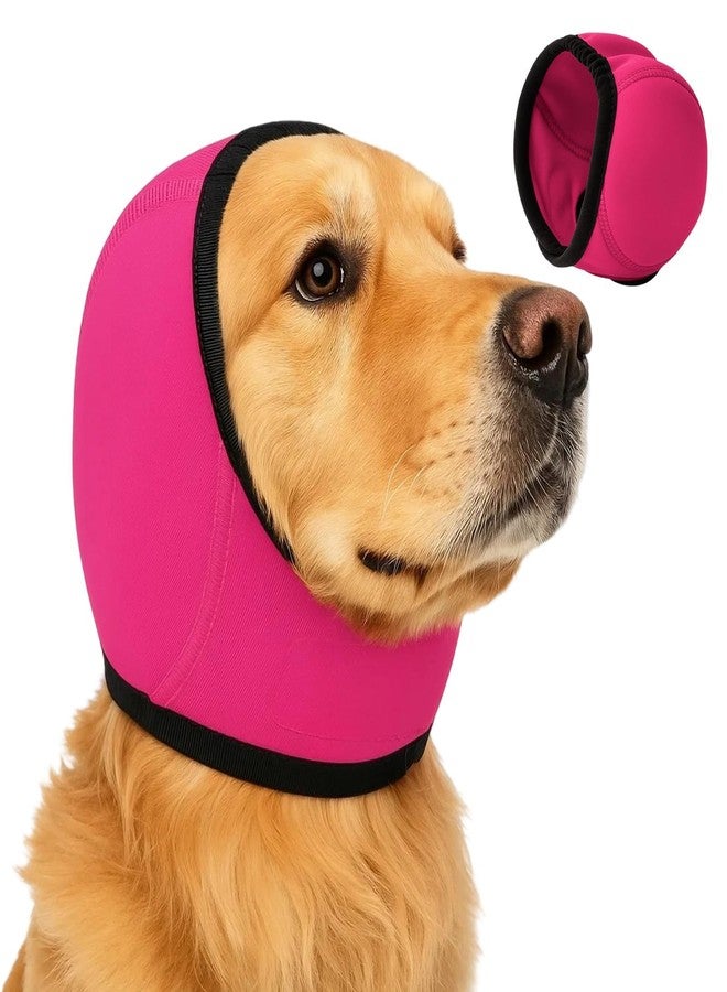 BharatBazaar Dog Ear Muffs, Dog Head Cover, Adjustable Ear Covers for Grooming, Happy Hoodie for Dogs with Noise Protection, Travel, Anxiety Relief, Blow Drying, Pink - Image 1