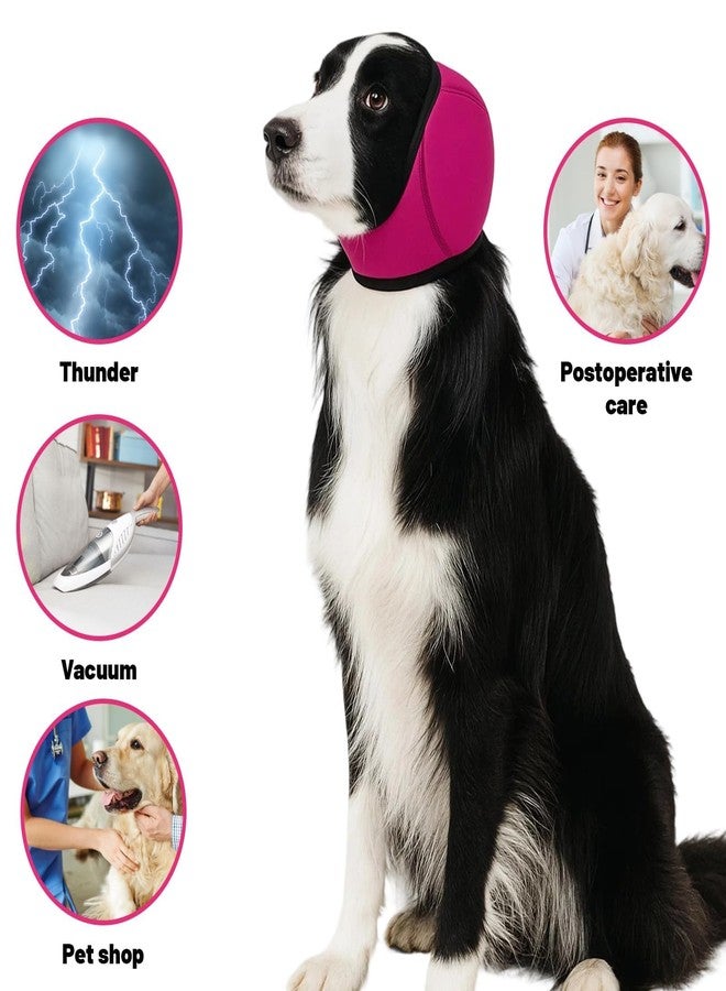 BharatBazaar Dog Ear Muffs, Dog Head Cover, Adjustable Ear Covers for Grooming, Happy Hoodie for Dogs with Noise Protection, Travel, Anxiety Relief, Blow Drying, Pink - Image 3