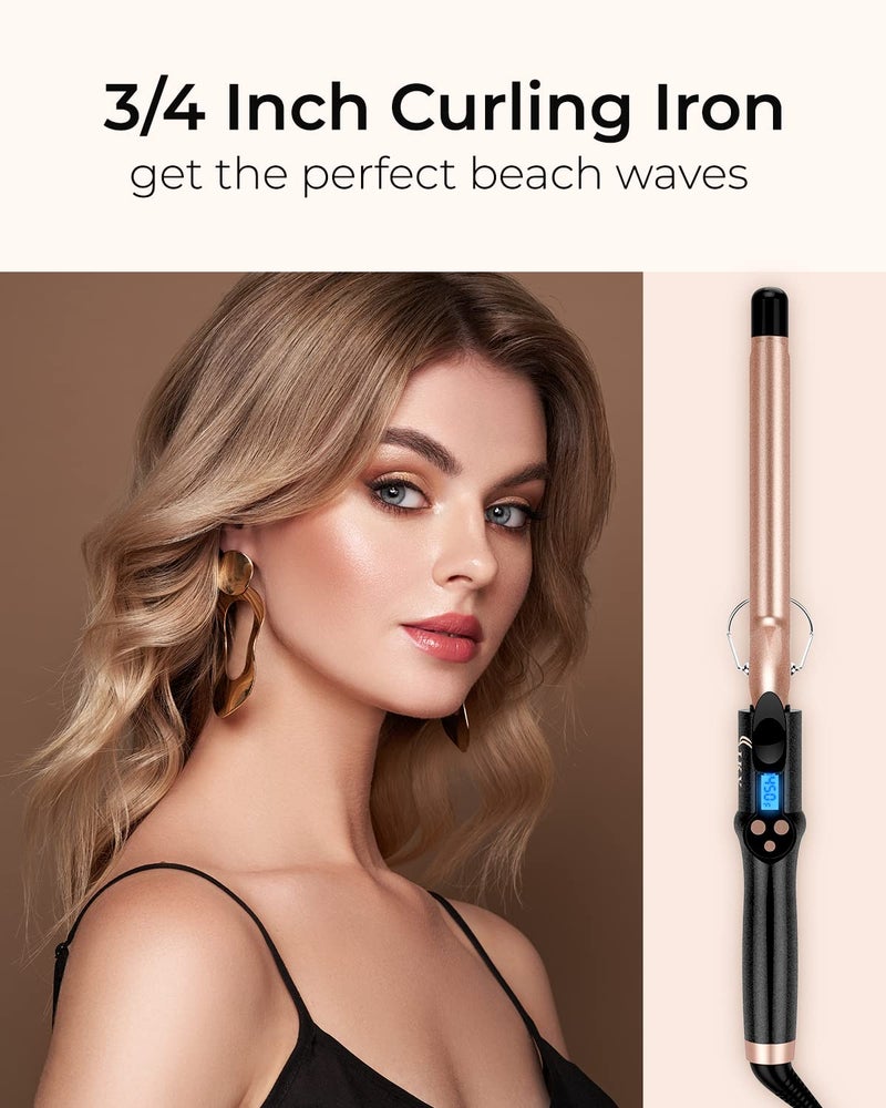 IKV 3/4 Inch Extra Long Barrel Curling Iron, Ceramic Tourmaline Curling Wand Professional Dual Voltage - Image 2