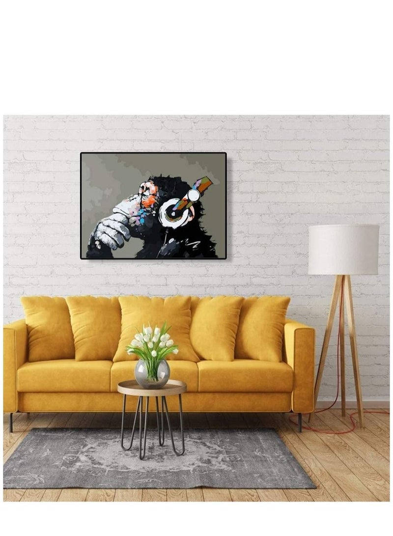 كابتن تيك Paint by Numbers DJ Monkey Canvas Paint Wall Art DIY Oil Painting for Home Decoration (16X20inch) - Image 5