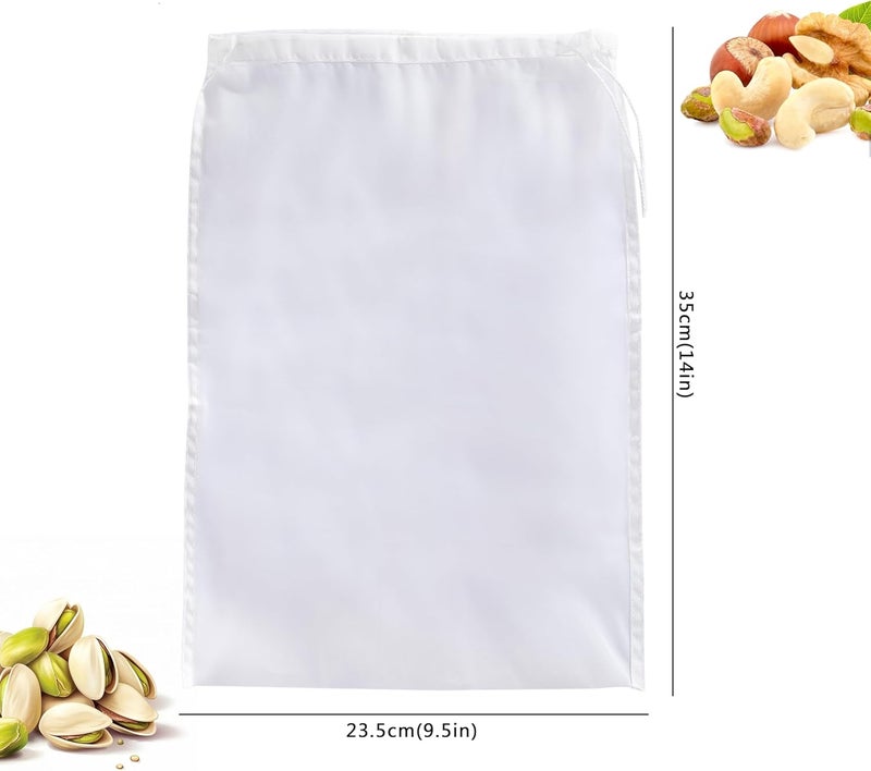 COKUMA 3 Pack Reusable Nut Milk Bag, Food-Grade Nylon Cheese Cloth Bag for Straining, Strong Fine Mesh Strainer Bags with Drawstring for Nut Milk, Cold Brew Coffee, Greek Yogurt, Tea and Juice, 9.5"x14" - Image 2