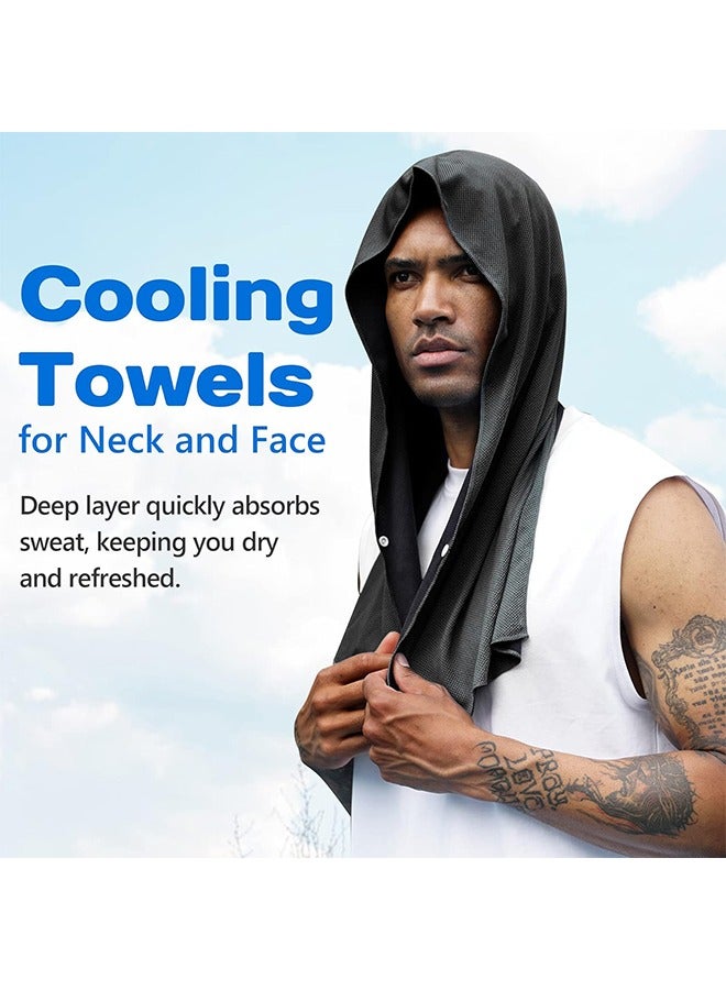 2 Pack Cooling Hoodie Towel - Cooling Towels For Neck And Face - When Wet Cooling Neck Wraps - UV Protection Cooling Neck Wraps - Sport Workout Camping Cycling Cool Towel For Hot Weather - Black And G  - Image 4