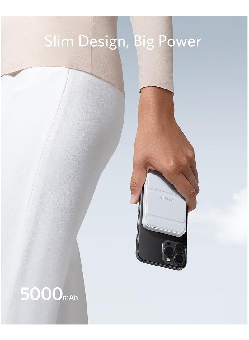 Ankey Anker 622 Magnetic Battery MagGo, 5000 mAh Foldable Magnetic Wireless Portable Charger and USB-C White - Image 2