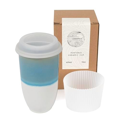 NOVA CERAMICS Travel Coffee Tumbler – Travel Mug - On the Go Coffee Mug – Microwave & Dishwasher Safe Green CoffeeTumbler - Gifts For Women Men Him Her – 16oz – Lagoon - Image 1
