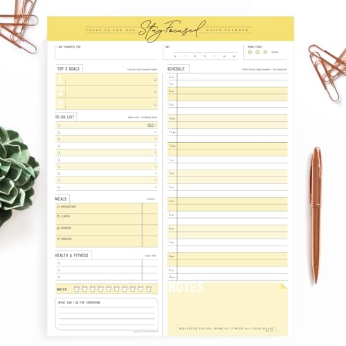 Goody Farm Daily Notepad Planner To Do Schedule - Stay Focused 50 Tear off Premium Made USA (Yellow Mango) - Image 1