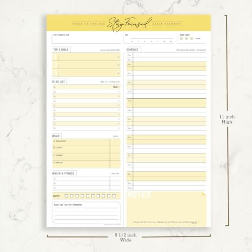 Goody Farm Daily Notepad Planner To Do Schedule - Stay Focused 50 Tear off Premium Made USA (Yellow Mango) - Image 3