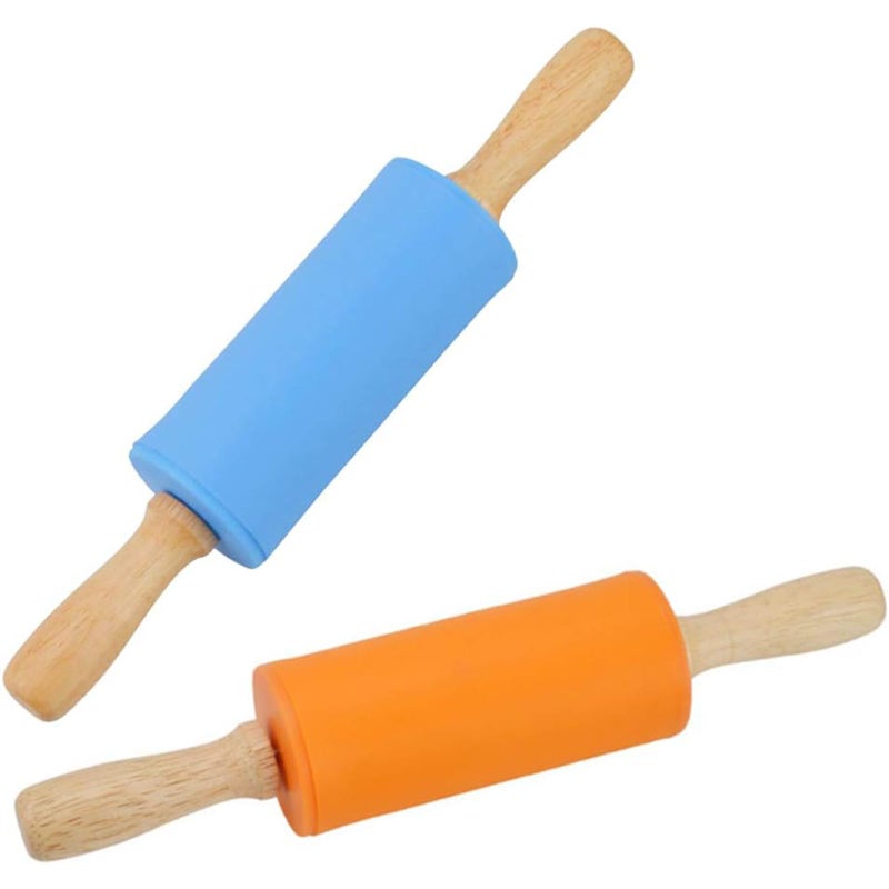 Koogel 9 Inch Mini Rolling Pin, 2 PCS Wooden Handle Rolling Pin for Kids Dough Rollers for Baking Supplies Home Kitchen - Image 1