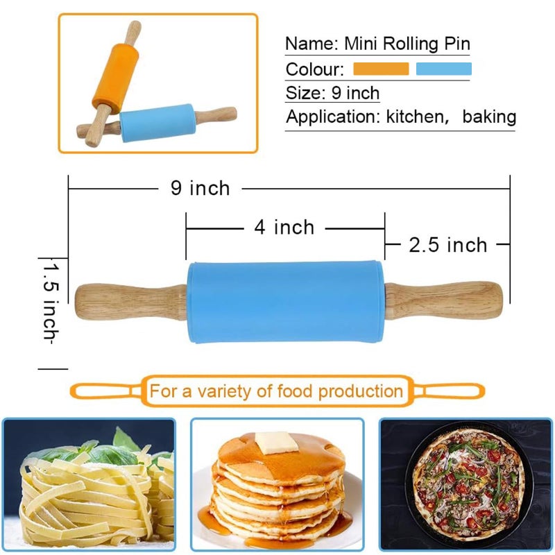 Koogel 9 Inch Mini Rolling Pin, 2 PCS Wooden Handle Rolling Pin for Kids Dough Rollers for Baking Supplies Home Kitchen - Image 3