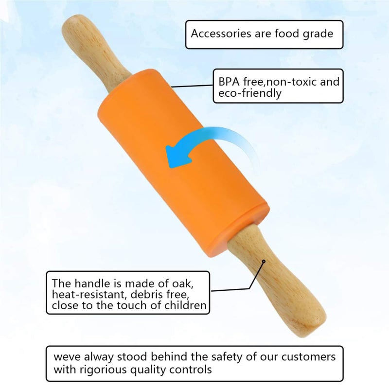 Koogel 9 Inch Mini Rolling Pin, 2 PCS Wooden Handle Rolling Pin for Kids Dough Rollers for Baking Supplies Home Kitchen - Image 2