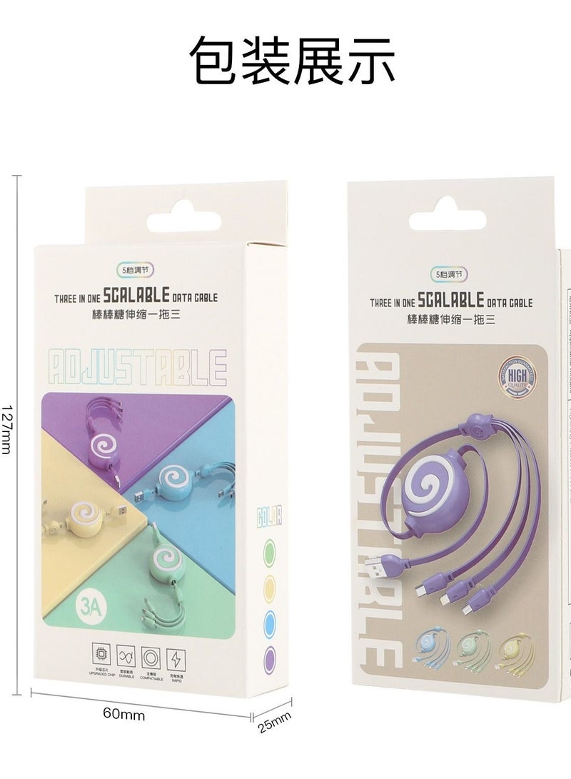 NIBEMINENT Mobile Phone Data Cable Is Suitable for Apple Android Phone Type-C Three-in-one  - Image 3