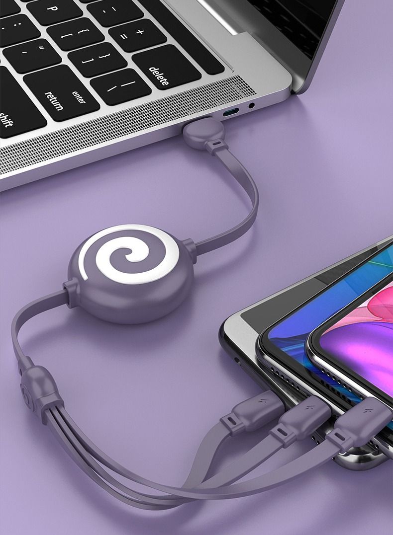NIBEMINENT Mobile Phone Data Cable Is Suitable for Apple Android Phone Type-C Three-in-one  - Image 2