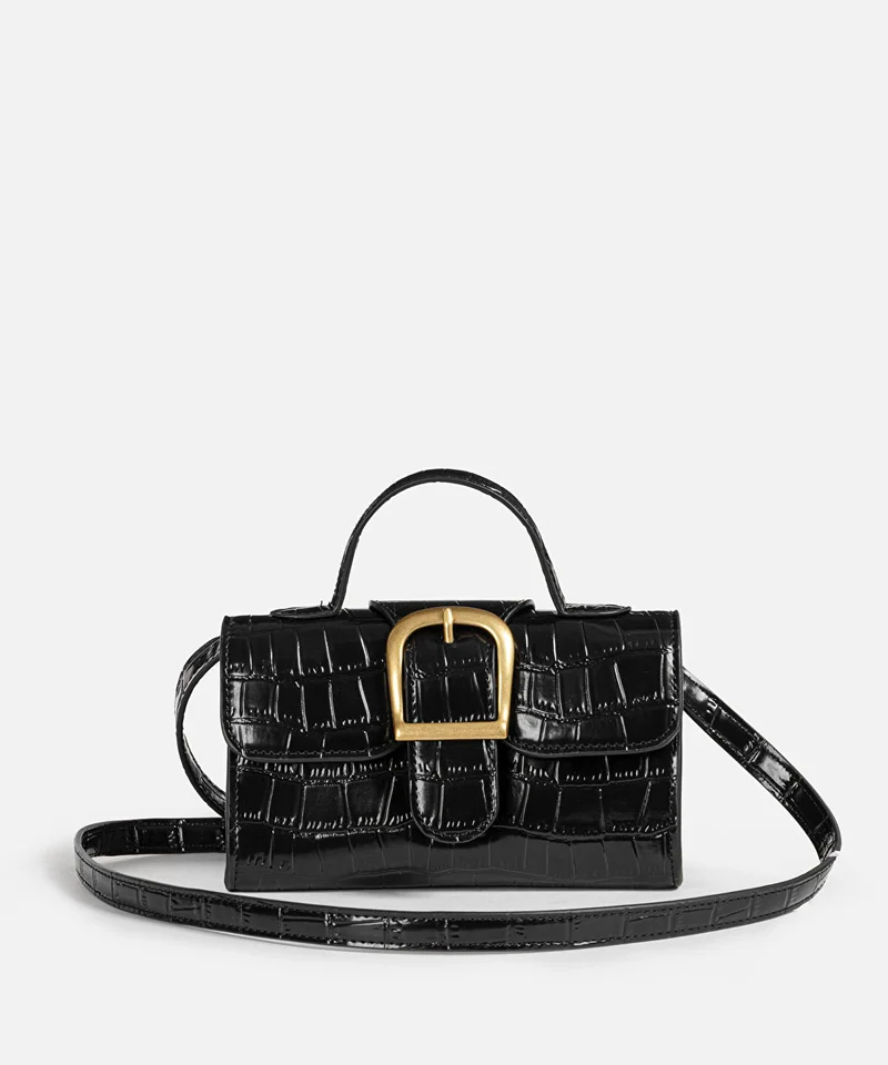 ابيكول Croc-Effect Metal Buckle Bag