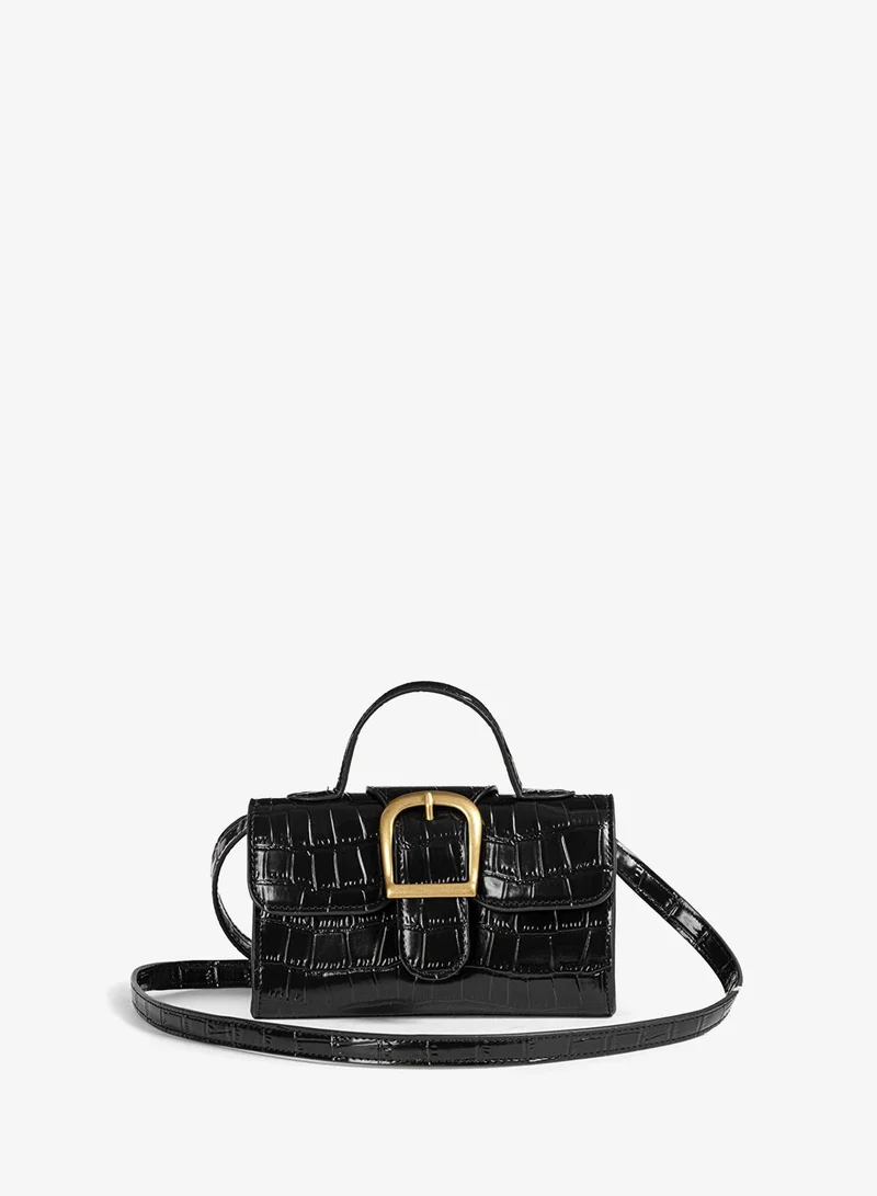ابيكول Croc-Effect Metal Buckle Bag