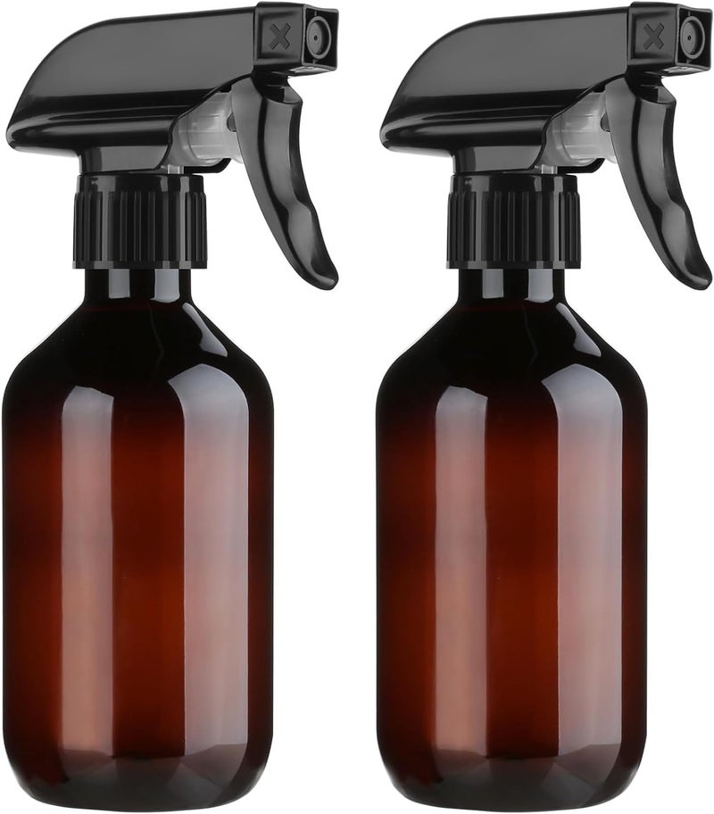 Likealot 2 Pack Leakproof Spray Bottles 300ml - Adjustable Nozzle (Mist/Jet), Refillable PET Plastic for Hair, Cleaning, Plants, Travel | BPA-Free, No-Spill Design, Salon & Home Essentials (Brown) - Image 1