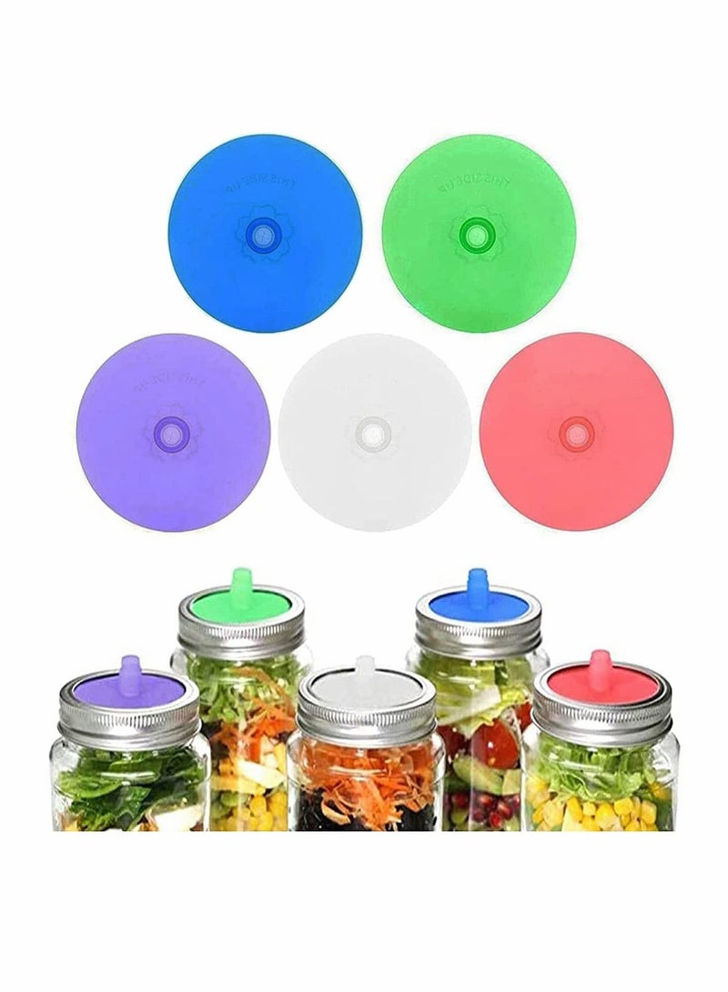 KASTWAVE Silicone Fermenting Lids, Waterless Airlock Fermentation Jar Lids, Premium Wide Mouth Jar Fermenter Cap, Suitable for Pickles, and Fermented Probiotic Food (5 Pcs)  - Image 1