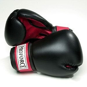 Pro Force ProForce Leatherette Boxing Gloves - Black with Red Palm - Black - 12 oz. - Image 4