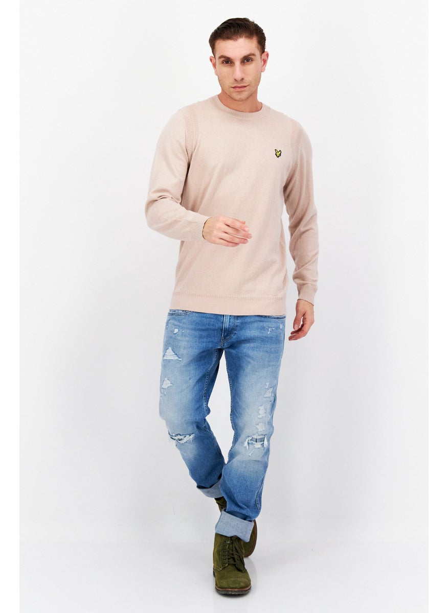 Lyle & Scott - Men Crew Neck Long Sleeve Printed Sweatshirt, Light Brown - Image 1