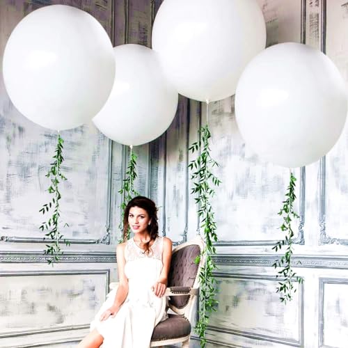 kockuu 5PCS Big White Balloons Giant 36 Inch Large White Balloon Jumbo Balloon for Birthday Wedding Baby Shower Carnival Party New Years Day Decorations Supplies - Image 1