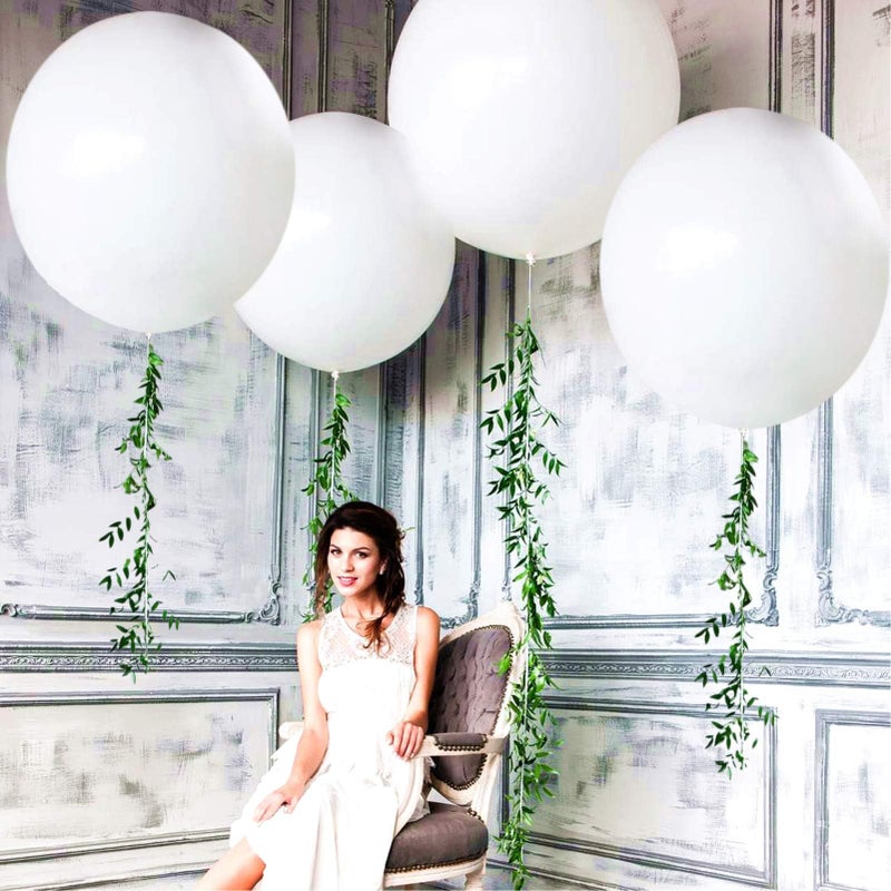 kockuu 5PCS Big White Balloons Giant 36 Inch Large White Balloon Jumbo Balloon for Birthday Wedding Baby Shower Carnival Party New Years Day Decorations Supplies - Image 2