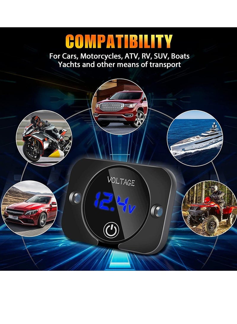 12V Voltage Gauge with Touch Switch Digital Display, Volt Gauge, 12V/24V Car Voltmeter LED Digital Display, Waterproof Voltmeter Panel for Boat,Marine,Vehicle,Motorcycle,Truck,Car(Upgraded) - Image 5