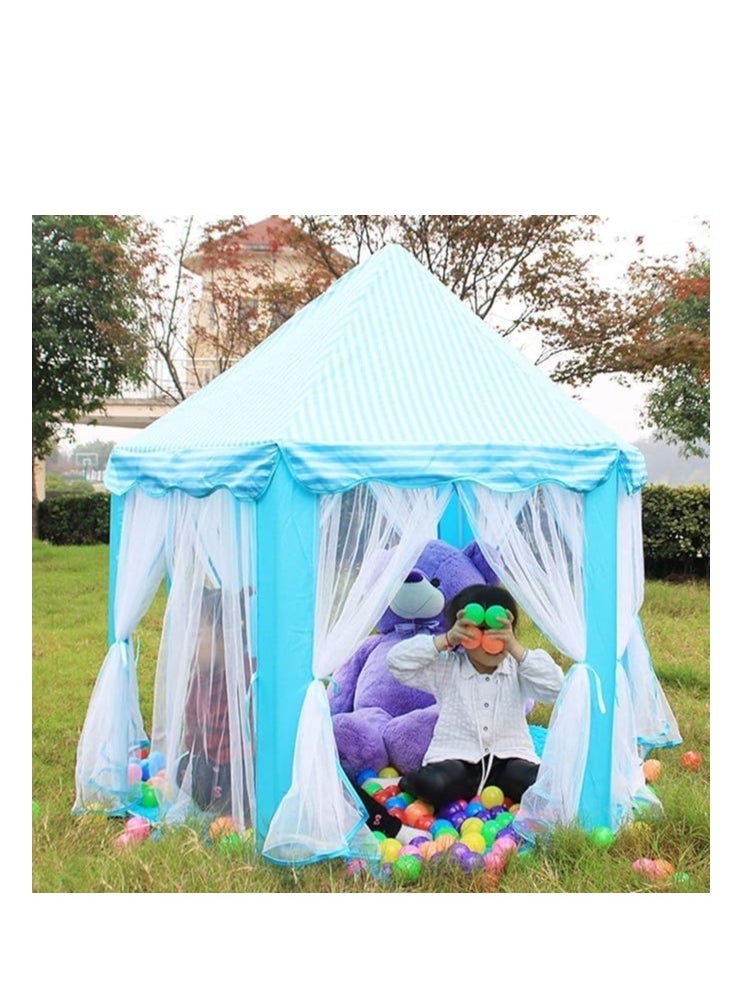 Generic Portable Foldable Princess Castle Tent for Kids, Large Children's Playhouse for Festivals, Indoor and Outdoor Use, Easy Setup and Durable Tent for Girls and Boys by TOYS-EGYPT (Blue)  - Image 2
