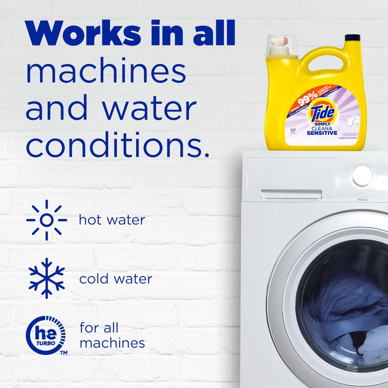 Tide Simply Clean & Sensitive Liquid Laundry Detergent, Cool Cotton Scent, 89 Loads, 117 fl oz - Image 5
