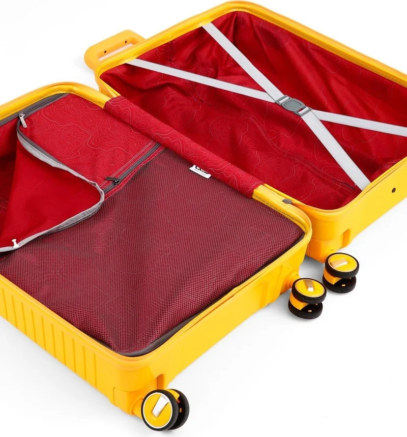 S-Invalid Brand Name Ultra Light Polypropylene Unbreakable 4-Piece Suitcase Set + Makeup Bag