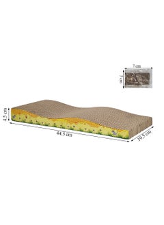 MAJIBAO Cat scratcher pad with Wave design, Recyclable cardboard, Suitable for Cats to Rest, Grind claws and Play with Scratch box, Corrugated scratching board with Fun and Attractive, 44.5 cm (Yellow)  - Image 2