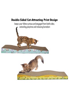 MAJIBAO Cat scratcher pad with Wave design, Recyclable cardboard, Suitable for Cats to Rest, Grind claws and Play with Scratch box, Corrugated scratching board with Fun and Attractive, 44.5 cm (Yellow)  - Image 4