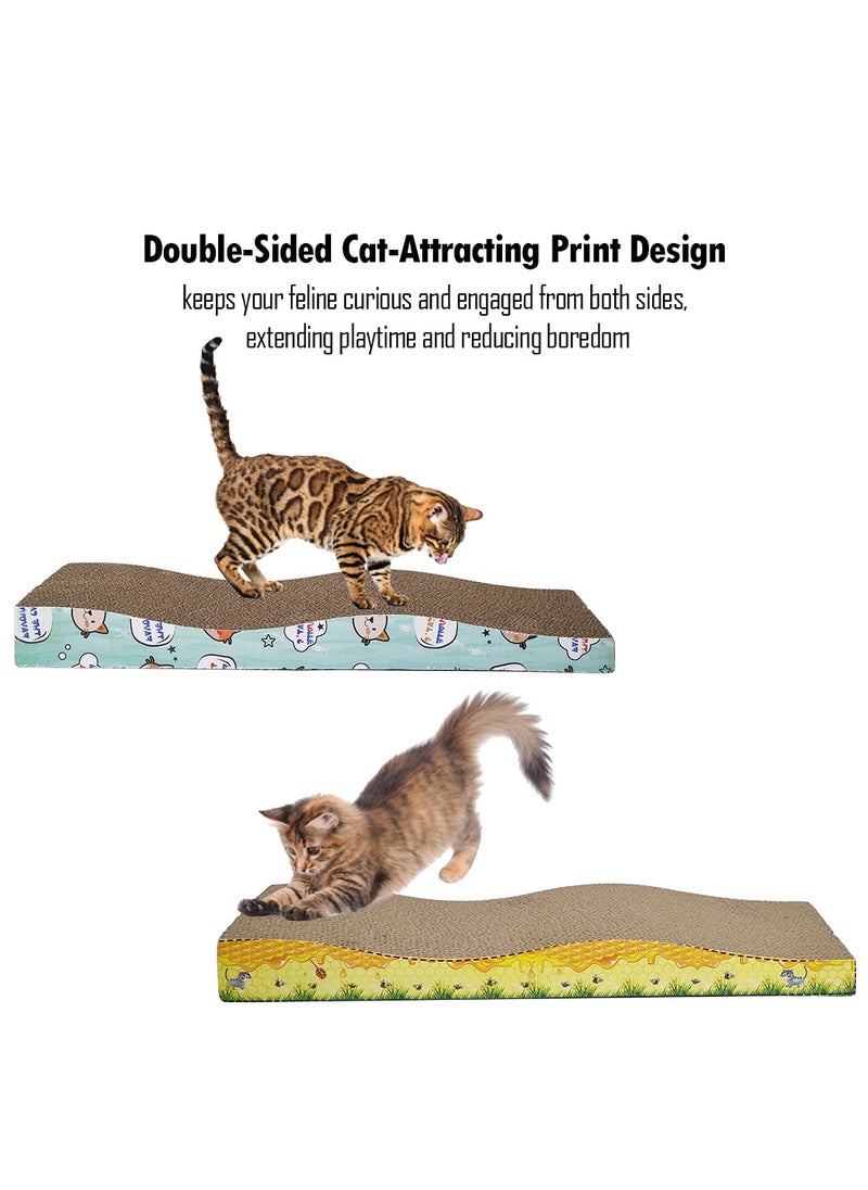 MAJIBAO - Cat scratcher pad with Wave design, Recyclable cardboard, Suitable for Cats to Rest, Grind claws and Play with Scratch box, Corrugated scratching board with Fun and Attractive, 44.5 cm (Yellow) - Image 1