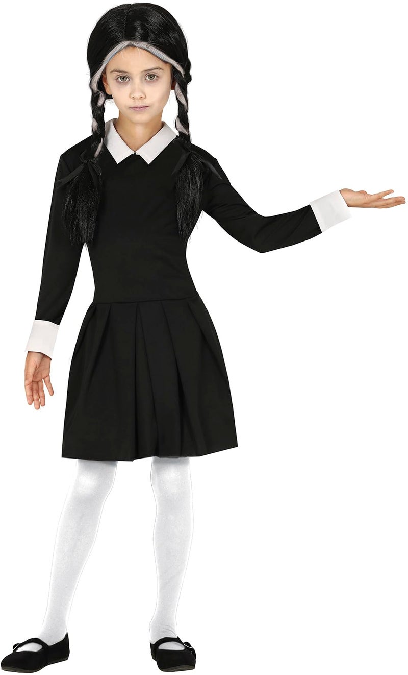 FIESTAS GUIRCA Girls Gothic Family Costume - Black Gothic Costume with White Collar - Halloween Costumes for Girls Age 10-12 Years - Image 2