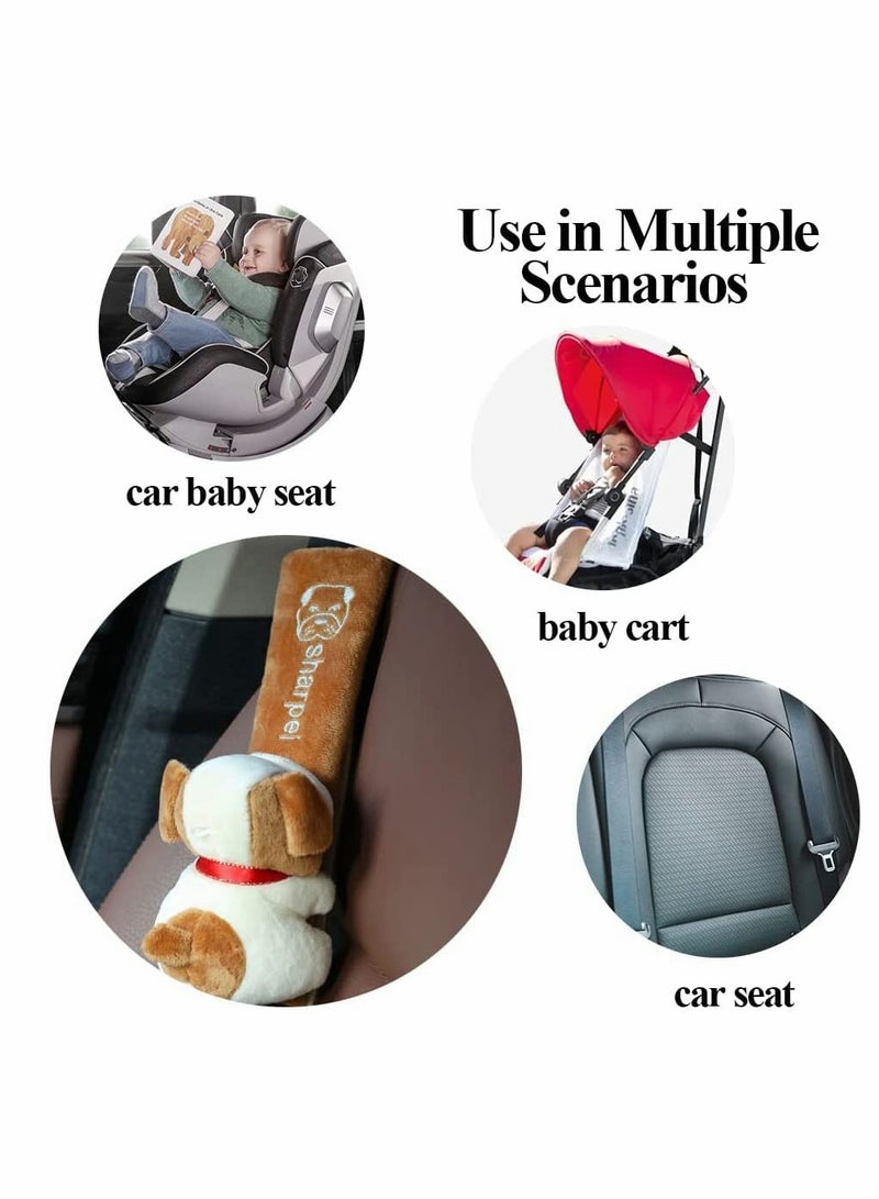 SYOSI 2 Pack Car Seat Belt Strap Adjuster for Kids with Plush Dog Kids Car Seat Belt Cover Soft Velour Pup Styling Seatbelt Shoulder Pad for Comfortable Driving - Image 5
